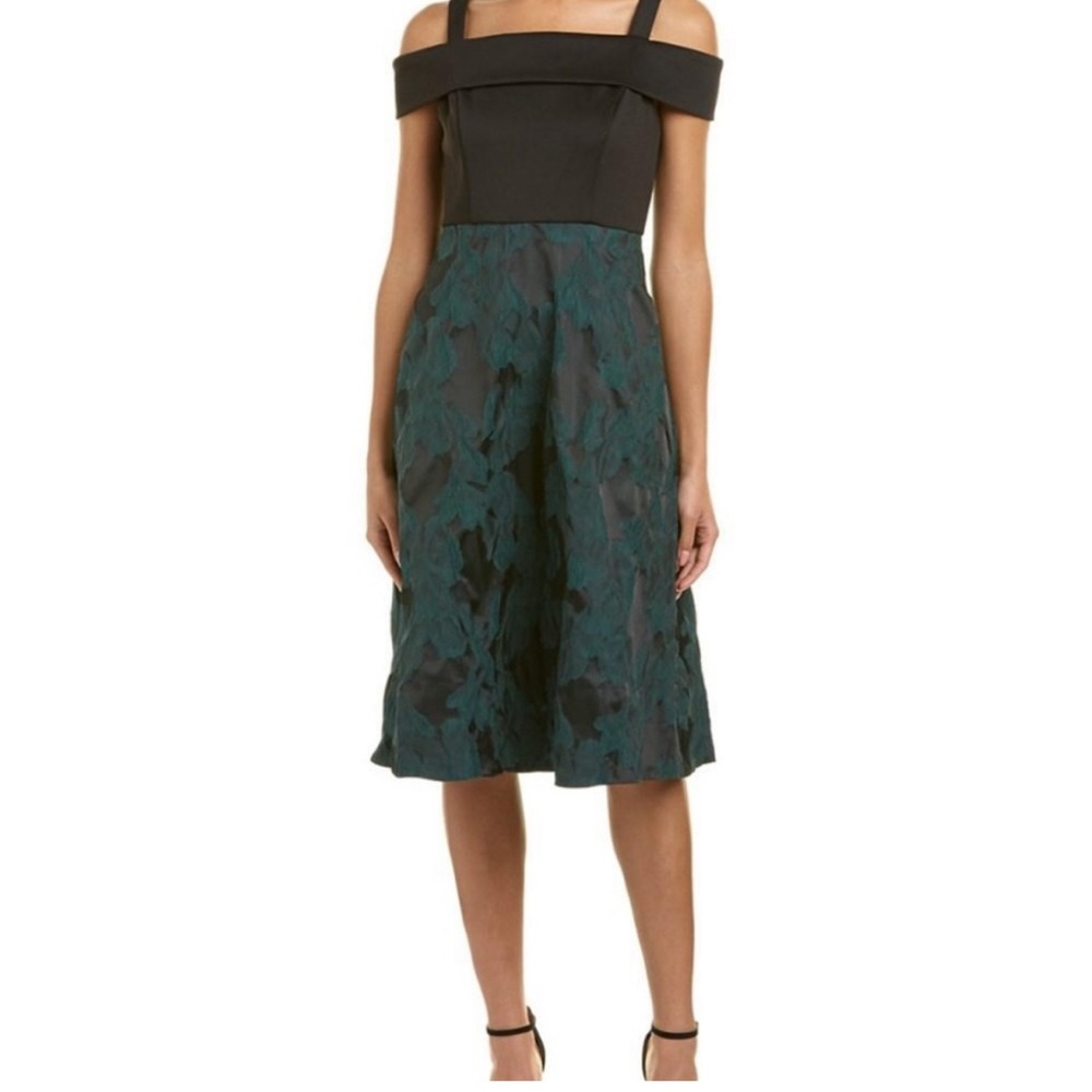 Donna Rico emerald green and black midi dress